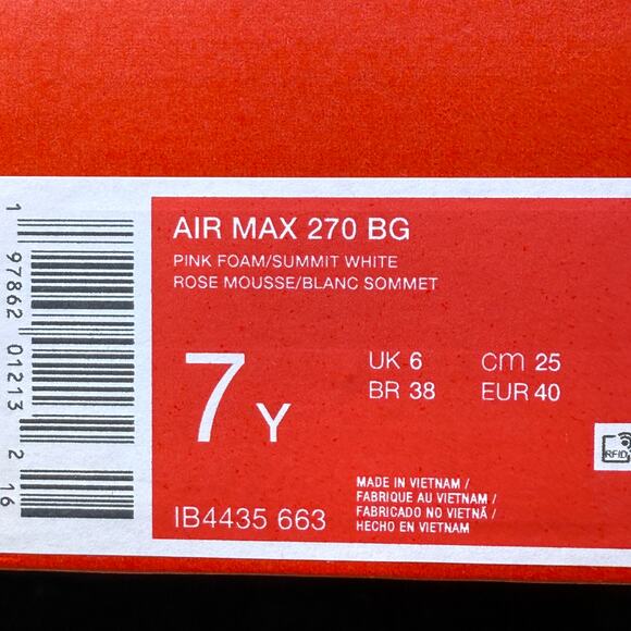 NIKE AIR MAX 270 'PINK FOAM COLLEGE GREY PLATINUM VIOL IB4435-663 Size 7y/ 8.5 W - Picture 10 of 10